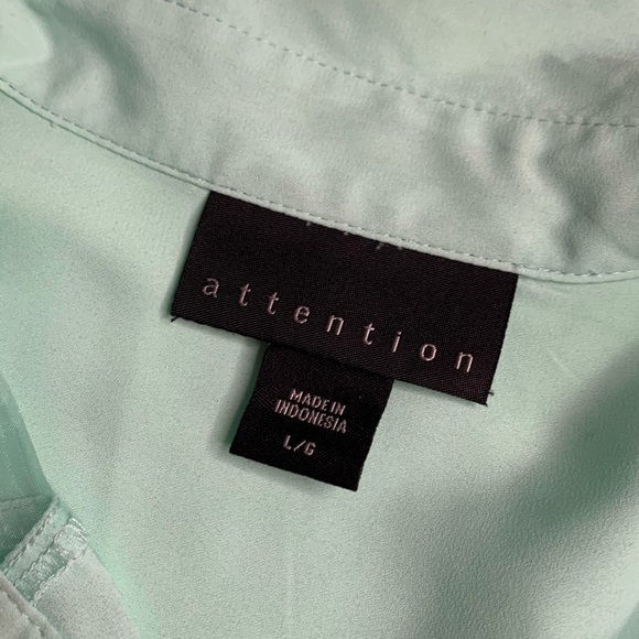 Attention Tab Sleeve Mint Green button down blouse - Picture 3 of 7